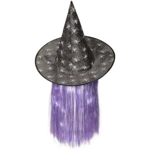 Witch Hat With Hair (Black)