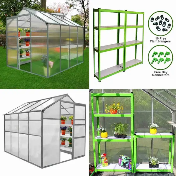 Monstershop Greenhouse 6ft X 8ft And 2 X Water-resistant Racks