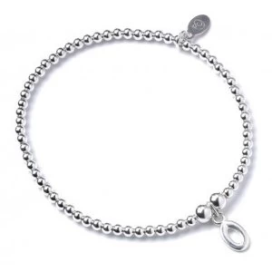 Initial O Charm with Sterling Silver Ball Bead Bracelet