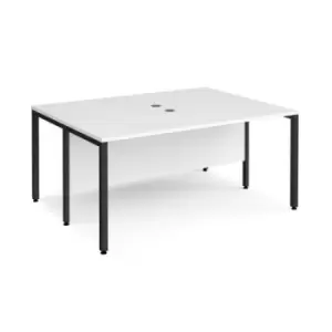 Office Desk 2 Person Rectangular Desk 1600mm White Tops With Black Frames 1200mm Depth Maestro 25