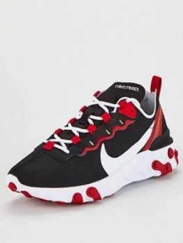 Nike React Element 55 - Black/White/Red , Black/White/Red, Size 3, Women