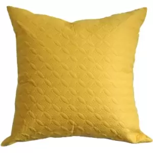 HOMESCAPES Ultrasonic Yellow Quilted Embossed Cushion Cover, 80 x 80cm - Yellow - Yellow