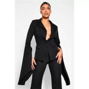 I Saw It First Black Split Sleeve Blazer With Shoulder Pad - Black