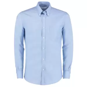 Kustom Kit Mens Slim Fit Stretch Long Sleeve Oxford Shirt (15in) (Light Blue)