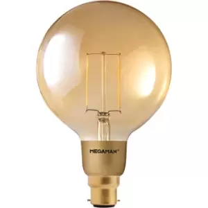 Megaman 3W LED Gold Filament BC B22 Globe Very Warm White Dimmable - 146394