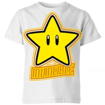 Nintendo Super Mario Invincible Kid's T-Shirt - White - 9-10 Years