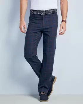 Cotton Traders Mens Check Stretch Jeans in Blue