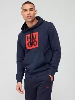 HUGO Daltorres Regular Fit Hoodie - Dark Blue, Dark Blue, Size S, Men