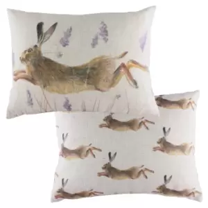 Leaping Hare Printed Cushion Multicolour