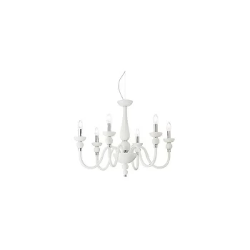 Ideal Lux Doge - 6 Light Chandelier White Finish, E14