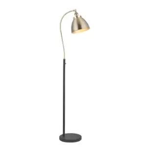 Franklin Task Floor Lamp, Antique Brass Plate, Matt Black Paint