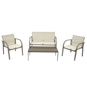 Charles Bentley Modern Mesh Outdoor Lounge Set - Cream