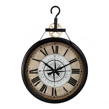 Hometime Metal Wall Clock Roman Dial - Black 65cm