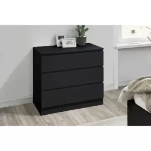 Oslo 3 Drawer Chest Black - Black