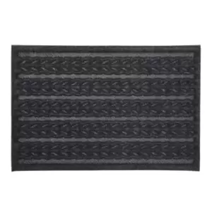 JVL Knit Design Scraper 40 x 60cm Charcoal Door Mat - Braided