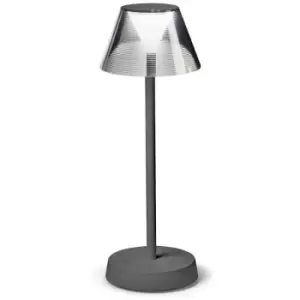 Ideal Lux lolita Dimmable Integrated LED Table Lamp Grey, In-Built Switch, 3000K, IP54