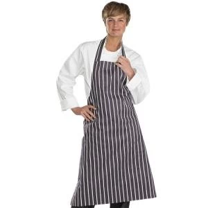 Click Workwear Chefs Butchers Bib Apron NavyWhite 34x40in Ref