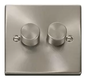 Click Scolmore Deco Satin Chrome 2 Gang 2 Way Dimmer Switch - VPSC152