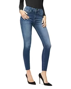 Good American Good Waist Raw Edge Skinny Jeans in Blue331