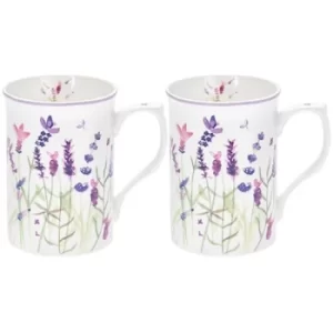 Purple Lavender Box Mugs Set of 2