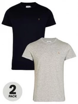 Farah T-Shirt (2 Pack) - Grey/Navy , Grey/Navy, Size L, Men