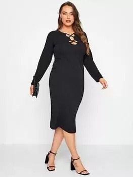 Yours Cut Out Detail Bodycon Dress Black, Size 22-24, Women