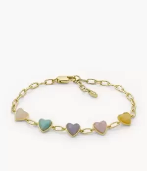 Fossil Women Multicolor Resin Heart Chain Bracelet