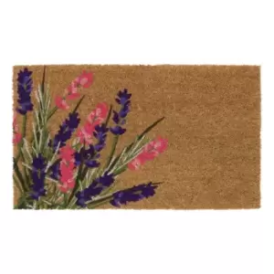 JVL Lavender Print, Latex Coir Mat, 40x70cm - Multi