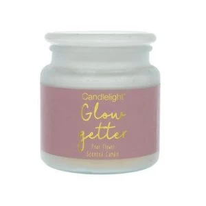 Large Frosted Glass Wax Filled Jar 'Glow Getter' - Pear Flower