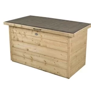 Forest Garden Shiplap Wooden 3X2 Lift Up Sloping Garden Storage Box Natural Timber