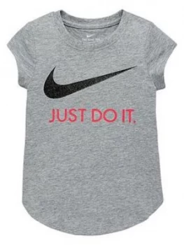 Nike Sportswear Younger Girls Swoosh Jdi T-Shirt, Grey Heather, Size 5-6 Years, Women