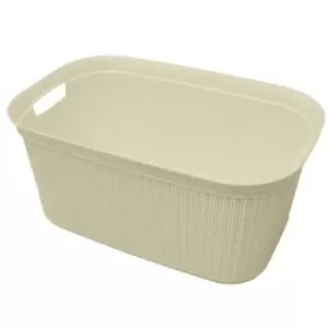 JVL 38L Knit Design Rectangular Linen Washing Basket - White