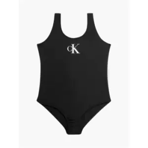 Calvin Klein Girls Monogram Swimsuit - Black