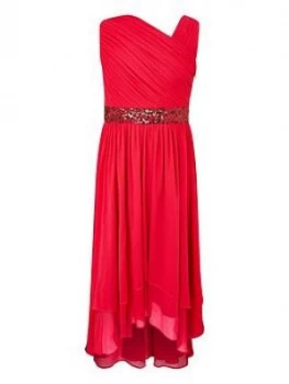 Monsoon Girls Abigail One Shoulder Prom Dress - Red, Size 15 Years, Women