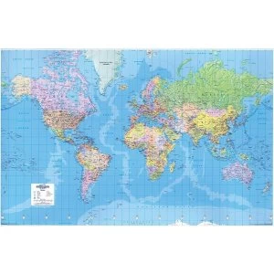 Map Marketing World Map 3D Effect Giant Unframed - Scale 312 Miles/1 inch