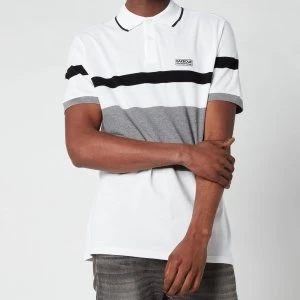 Barbour International Mens Clax Stripe Polo Shirt - White - L