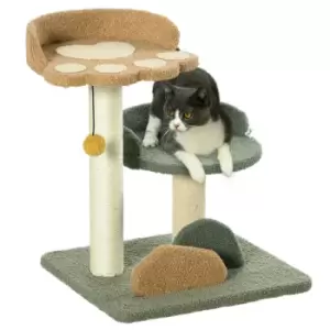 PawHut Small Cat Tree for Indoor Cats, Scratching Posts with 2 Beds, Toy Ball, 43 x 39 x 52cm