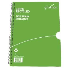 Graffico Recycled Spiral Bound Notebook 100 Pages A5 Pack of 10