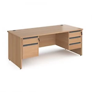 Dams International Straight Desk with Beech Coloured MFC Top and Graphite Frame Panel Legs and Two & Three Lockable Drawer Pedestals Contract 25 1800