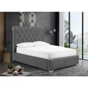 Envisage Trade - Meripa Upholstered Beds - Plush Velvet, Double Size Frame, Grey - Grey