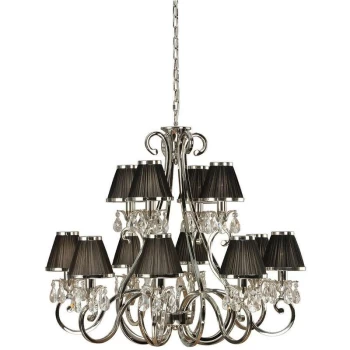 Interiors 1900 Lighting - Interiors Oksana Nickel - 12 Light Multi Arm Chandelier Polished Nickel Plate Finish, E14