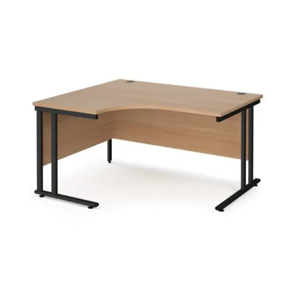 Office Desk Left Hand Corner Desk 1400mm Beech Top With Black Frame 1200mm Depth Maestro 25 MC14ELKB