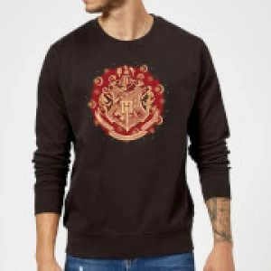 Harry Potter Hogwarts Christmas Crest Sweatshirt - Black - XL