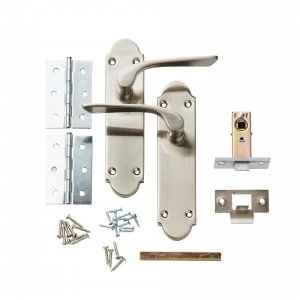 Wickes Pierre Latch Door Handle Set - Satin Nickel 1 Pair