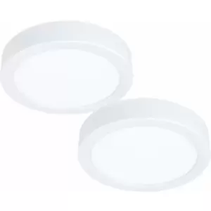 Loops - 2 pack Wall / Ceiling Light White 160mm Round Surface Mounted 10.5W LED 4000K