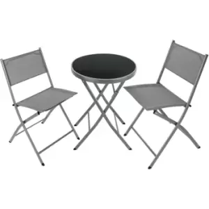 Tectake - Garden Furniture Set Dusseldorf - garden table and chairs, outdoor table and chairs, garden table and chairs set - grey - grey