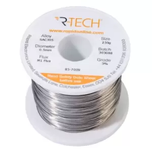 R-TECH 857009 SAC305 Solder 3% M1 Flux 0.5-2% Halide 0.5mm 250g Reel