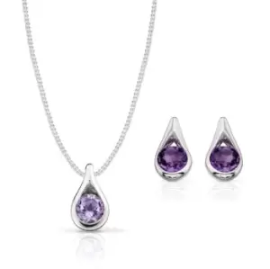 Theia Iris Silver Amethyst Teardrop Jewellery Set