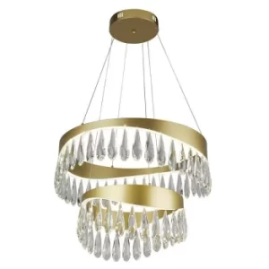 Searchlight Jewel LED 2 Tier Pendant Gold, Crystal 4000K