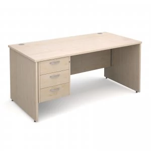 Maestro 25 PL Straight Desk With 3 Drawer Pedestal 1600mm - Maple pane